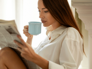 atlanta woman reading a news paper